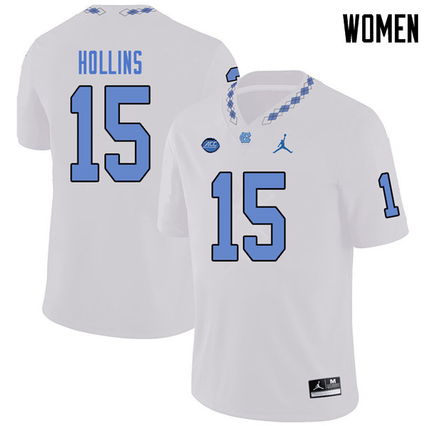 Jordan Brand Women #15 DeAndre Hollins North Carolina Tar Heels College Football Jerseys Sale-White - Click Image to Close